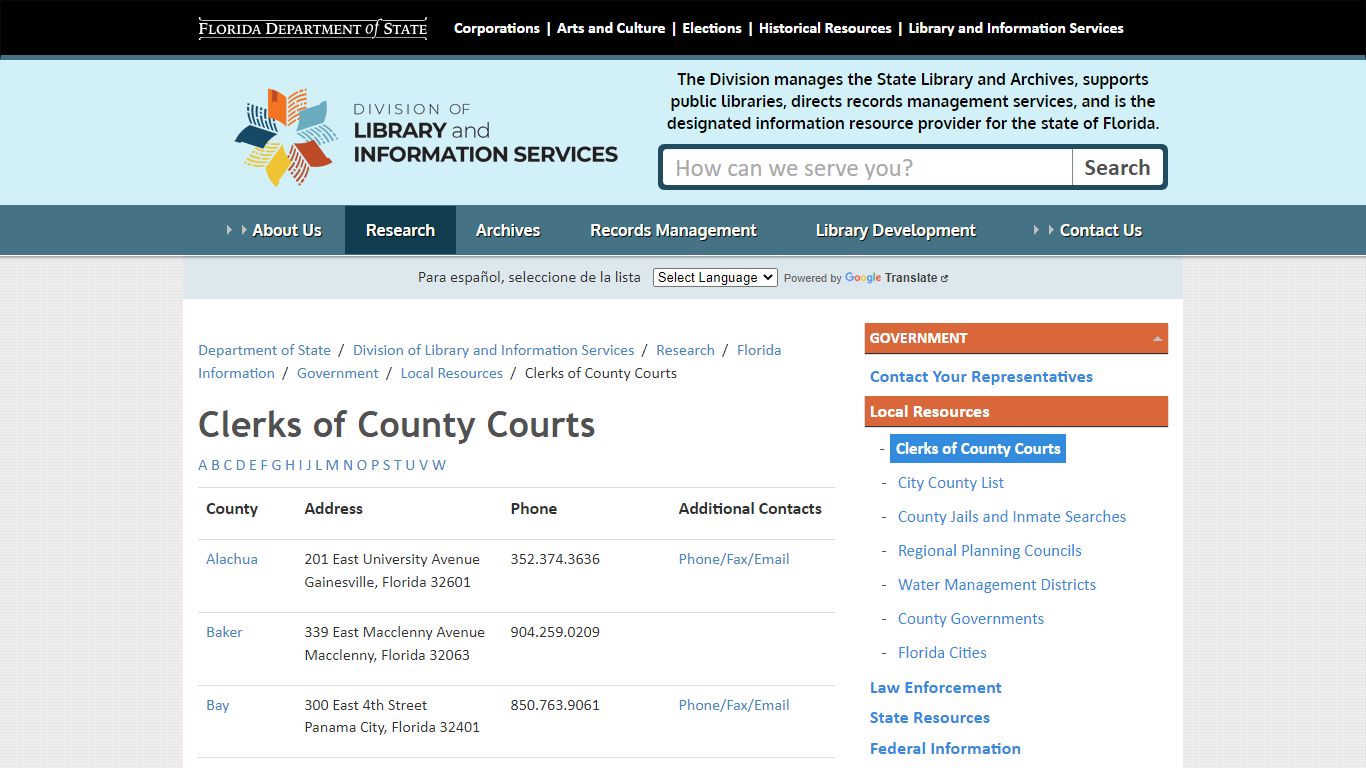 Clerks of County Courts - Florida Department of State